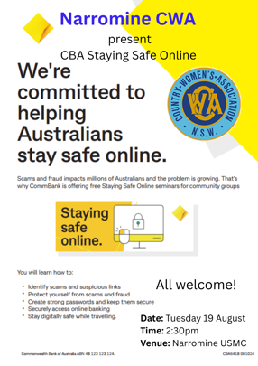 Narromine CWA presents CBA Staying Safe Online